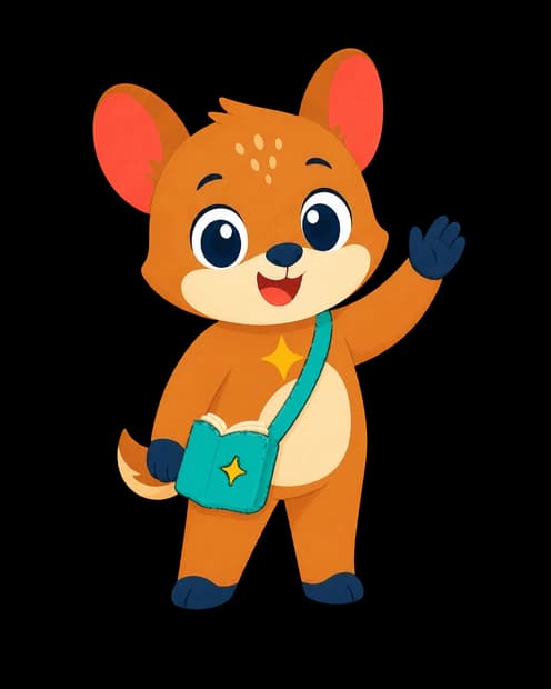 Tunas MindaPop melambai sambil membawa beg buku berwarna firus
